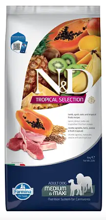 Купить farmina n&d dog tropical selection lamb adult medium&maxi сухой корм для взрослых собак средних и крупных пород, с ягненком