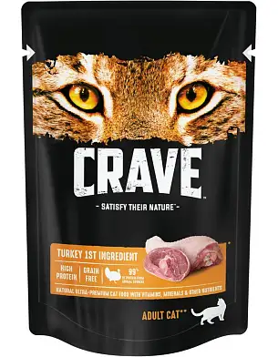 Crave влажный корм для взрослых кошек с индейкой в желе (пауч)