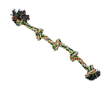 №1 игрушка для собак Грейфер веревка цветная с 5-ю узлами, роз.желто-голубо-черный