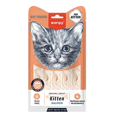 Wanpy Cat Лакомство для котят «нежное пюре» из лосося