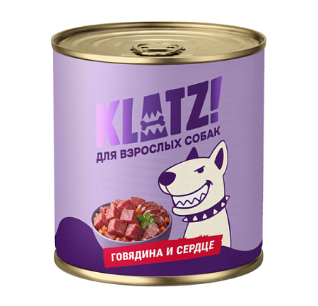 Купить klatz! консервы для взрослых собак всех пород с говядиной и сердцем