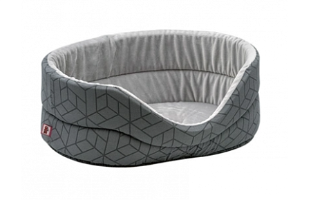 Купить zooexpress лежанка овальная «Геометрия» с плюшем для кошек и собак искусственная замша, серая