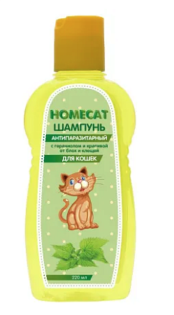 Купить homecat шампунь антипаразитный для кошек с гераниолом и крапивой