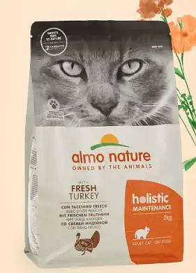 Almo Nature HOLISTIC Сухой корм для взрослых кошек со свежей индейкой и коричневым рисом, Life Maintenance, Fresh Turkey