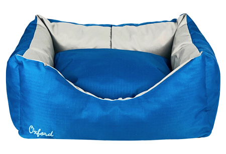 Купить zooexpress «oxford» Лежанка пухлик для собак и кошек двухсторонняя, синий/серый