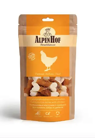 Купить alpenhof лакомство для мелких собак и щенков Кальциевые косточки с курицей