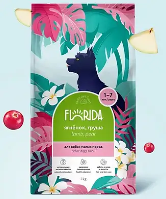 FLORIDA сухой корм для взрослых собак малых пород с ягненком и грушей