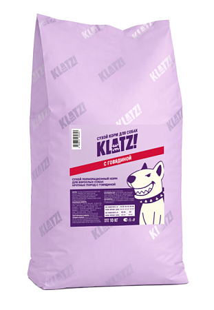 Купить klatz! сухой полнорационный корм для взрослых собак крупных пород с говядиной