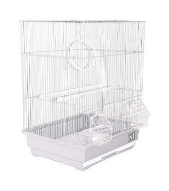 №1 клетка для птиц прямоугольная, укомплектованная, белая