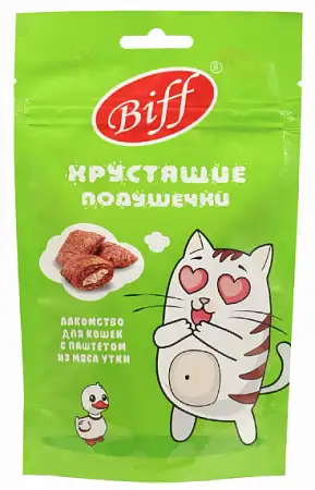 Купить titbit Хрустящие подушечки biff лакомство для кошек с паштетом из утки