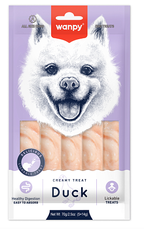 Купить wanpy dog крем-лакомство для собак нежное пюре из утки