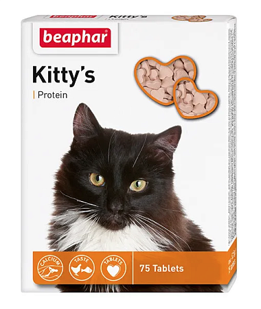 Купить beaphar kitty's protein витаминизированное лакомство-сердечки для кошек с протеином