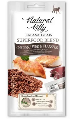 PETTRIC Natural Kitty Лакомства для кошек крем-суп для кошек курица, куриная печень и семя льна