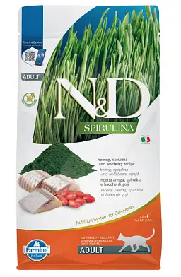 Farmina N&D Cat Spirulina Herring & Wolfberry Adult сухой корм для взрослых кошек, с сельдью и ягодами годжи