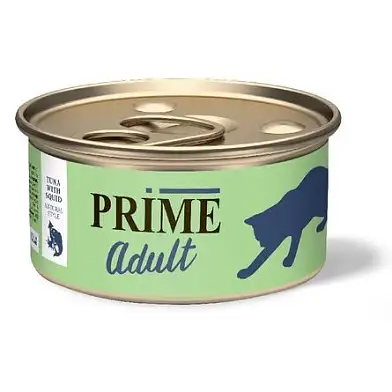 Prime консервы для кошек, тунец с кальмаром в собственном соку