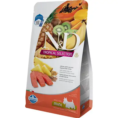 Купить farmina n&d dog tropical selection salmon adult mini сухой корм для взрослых собак мелких пород, с лососем