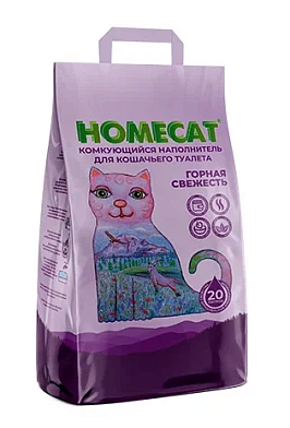 Homecat наполнитель для кошек горная свежесть комкующийся