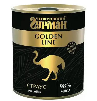 Четвероногий гурман Golden line консервы для взрослых собак со страусом