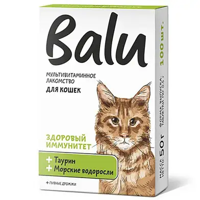 BALU Мультивитаминное лакомство для кошек "Здоровый иммунитет" (таурин и морские водоросли)