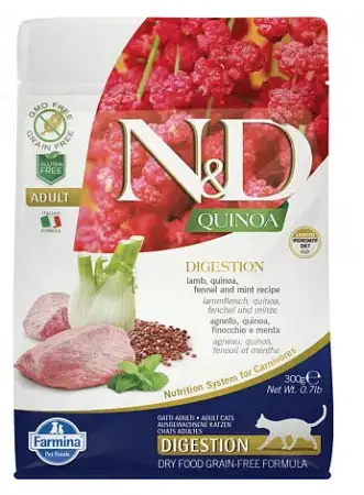 Купить farmina n&d quinoa cat grain free digestion lamb сухой беззерновой корм для взрослых кошек для поддержки пищеварения с ягненком и киноа