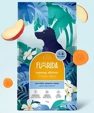 FLORIDA сухой корм для взрослых собак средних пород с курицей и яблоком