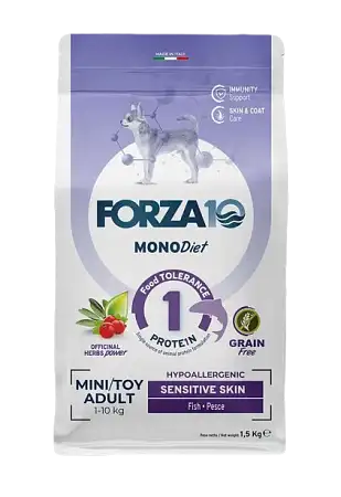 Купить forza10 monodiet sensitive skin mini&toy adult сухой беззерновой, гипоаллергенный корм для взрослых собак мелких пород с чувствительной кожей и шерстью, с рыбой