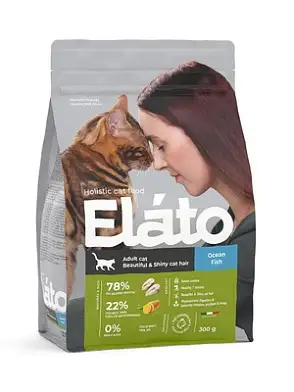 Elato сухой корм для взрослых кошек с рыбой для красивой и блестящей шерсти