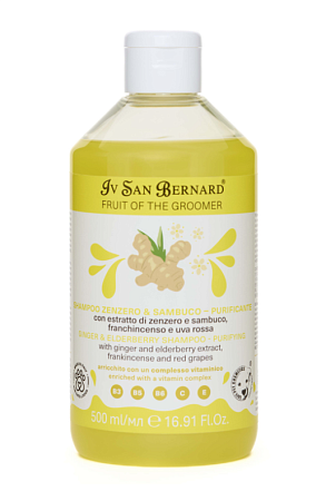 Купить iv san bernard fruit of the groomer ginger&elderbery шампунь с противовоспалительным эффектом для собак и кошек