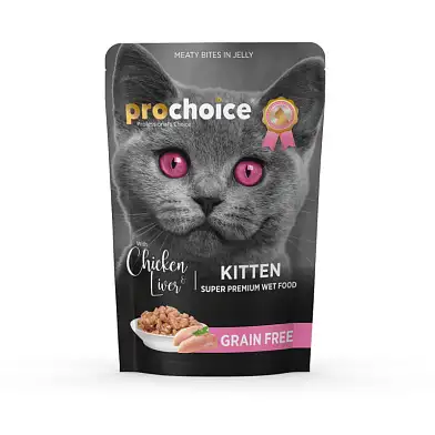 PROCHOICE влажный корм для котят с курицей и печенью кусочки в желе (пауч)