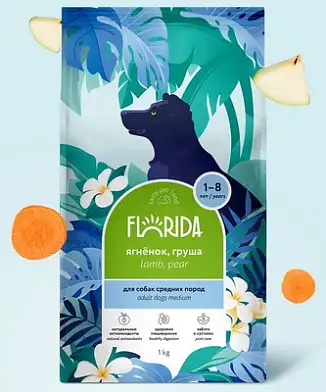 FLORIDA сухой корм для взрослых собак средних пород с ягненком и грушей