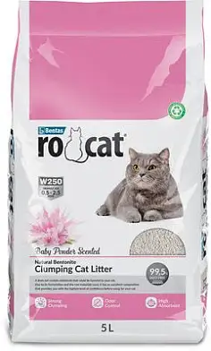 Ro Cat комкующийся наполнитель для кошек без пыли с ароматом детской присыпки, пакет