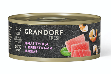 Купить grandorf fresh Консервы для кошек Филе тунца с креветками в желе