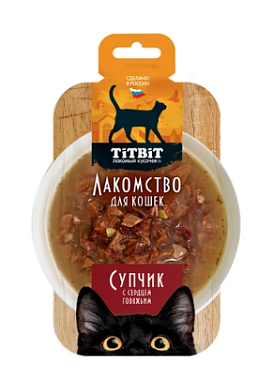 TiTBiT Лакомый кусочек лакомство для кошек, Супчик с сердцем говяжьим