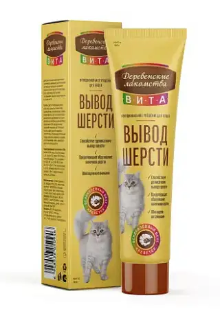 Купить Деревенские лакомства Вита паста для вывода шерсти у котят и кошек со вкусом креветки