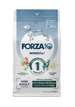 Купить forza10 monodiet adult mini cervo con patate сухой корм для взрослых собак мелких пород, с олениной и картофелем