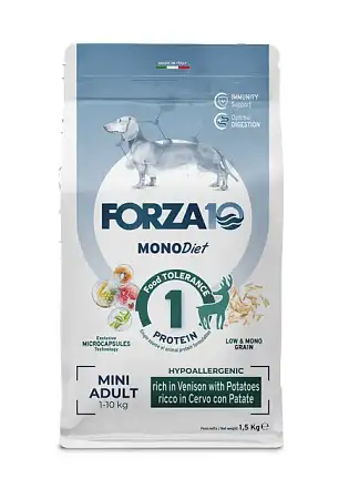Купить forza10 monodiet adult mini cervo con patate сухой корм для взрослых собак мелких пород, с олениной и картофелем