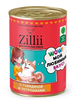 ZILLII консервы для взрослых собак с говядиной и потрошками
