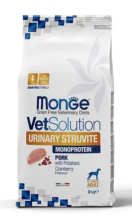 Купить monge vetsolution dog urinary struvite сухой корм для взрослых собак при заболеваниях мочеполовой системы и струвитном течении МКБ