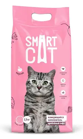 Купить smart cat Тофу Дробленый комкующийся наполнитель для кошек с ароматом персика