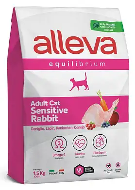 Alleva Equilibrium Adult Cat Sensitive Rabbit сухой корм для взрослых кошек с чувствительным пищеварением кролик