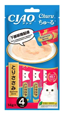 Inaba Ciao Churu лакомство-пюре для взрослых кошек для здоровья мочеполовой системы с куриным филе