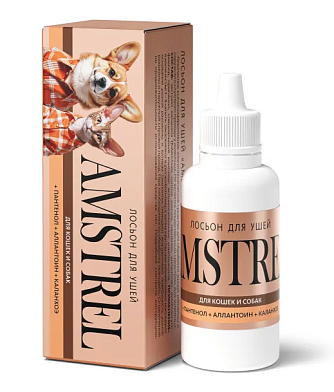 Amstrel лосьон для ушей для кошек и собак с пантенолом, аллантоином и каланхоэ