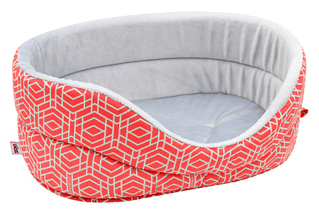 Купить zooexpress лежанка «Геометрия» для кошек и собак бязь+плюш, коралловый