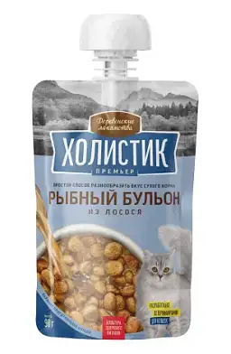Деревенские лакомства Холистик Премьер лакомство для кошек рыбный бульон из лосося