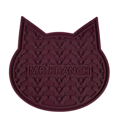 Mr.Kranch Лизательный коврик для медленного поедания, бордовый на присосках, для собак и кошек