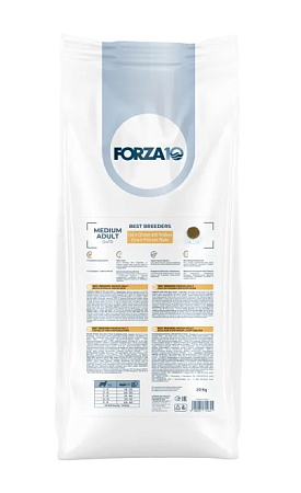Купить forza10 best breeders medium adult сухой корм для взрослых собак средних пород, богатый курицей и картофелем