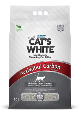 Cat's White Activated Carbon наполнитель для кошек комкующийся бентонитовый с активированным углем