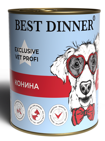 Купить best dinner vet profi gastro intestinal консервы для взрослых собак и щенков с 6 месяцев для профилактики болезней ЖКТ с кониной